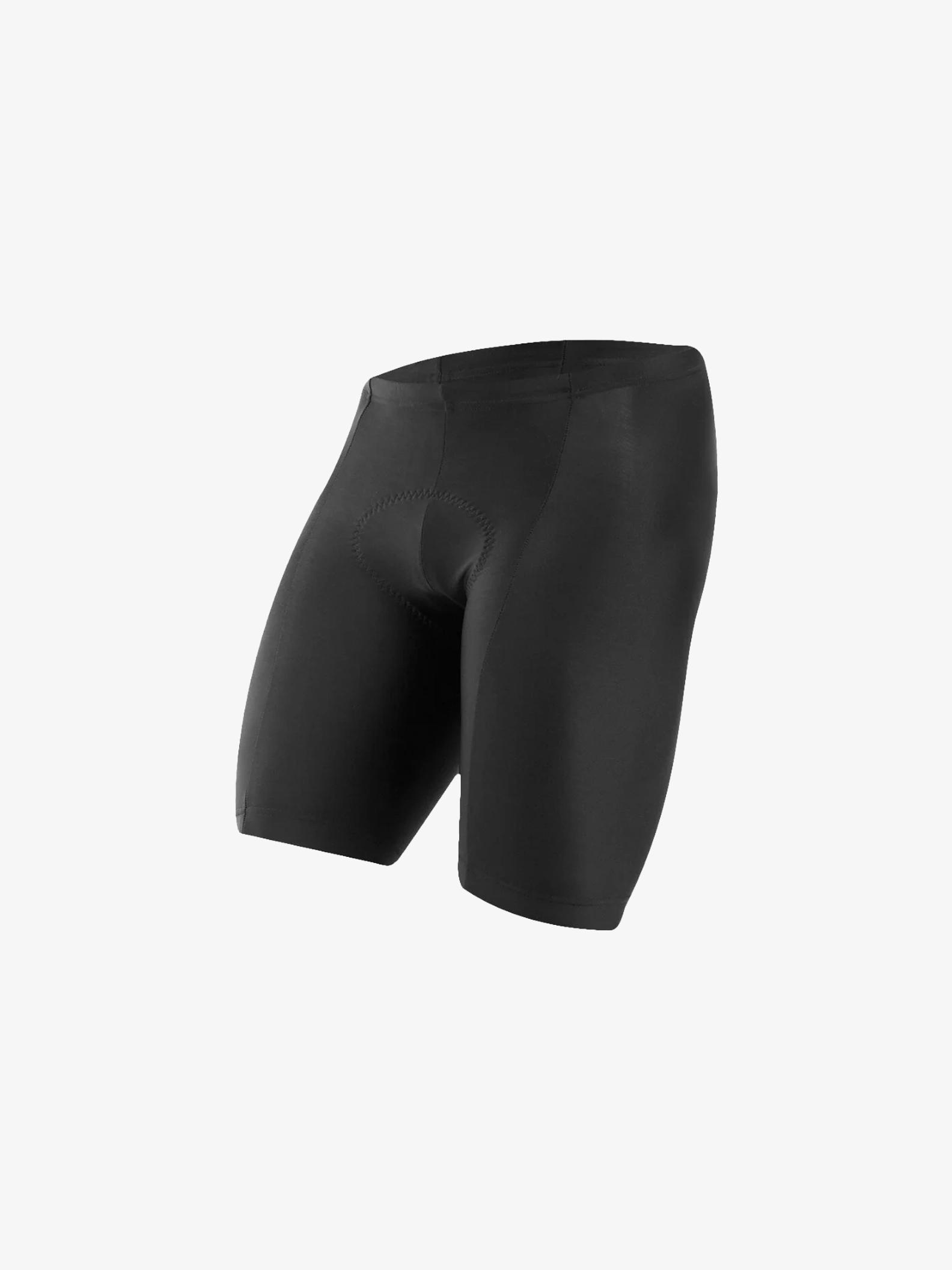 Padded cycling shorts constructed from high density knit fabric