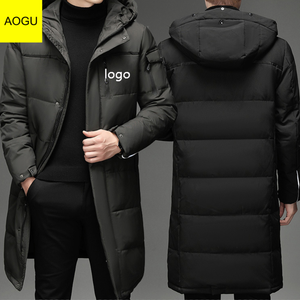 Custom Men's Formal Knitted Woolen Zipper Thick Down Coat Winter Overcoat
