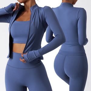 Wholesale Sports Wear Outfit Leggings Gym Jacket 3 Piece Fitness Apparel Women's Tracksuit
